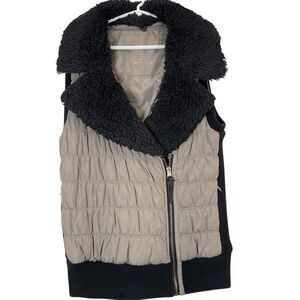 Calvin Klein Performance‎ Asymmetrical Puffer Vest Tan Brown & Black Size XSmall